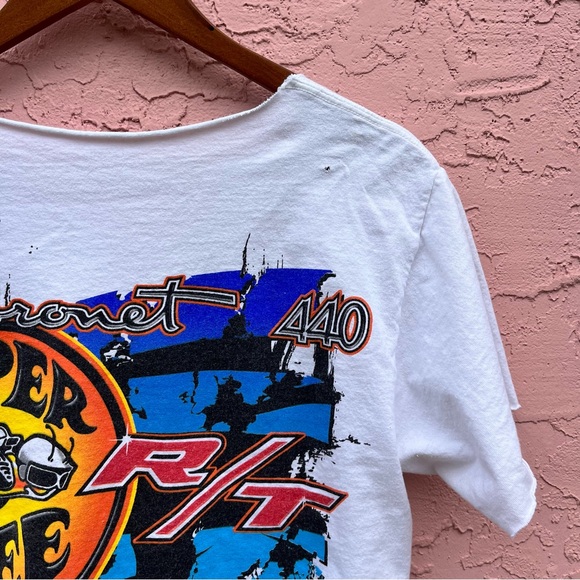 Mopar Nationals Tribute Graphic T-Shirt Tee Distressed Cropped Cut - Picture 3 of 5